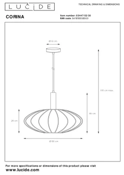 Clearance Lucide Corina takpendel 50 cm