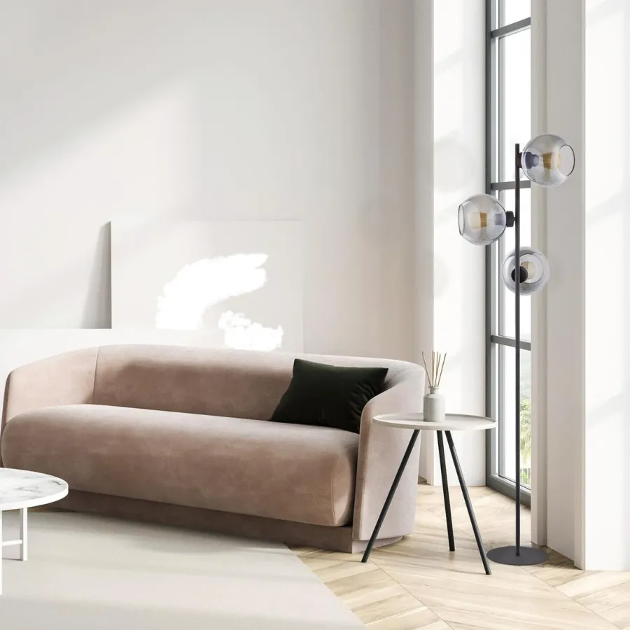 Sale TK Lighting Cubus gulvlampe 3-lys Røykfarget