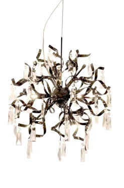 NorDesign Curl 12 K9 krystall lysekrone, Svart krom Svart / Krom