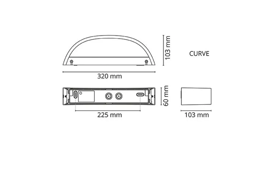 New Sg Armaturen As Curve direct vegglampe ned 10W 2700 Kelvin dimbar IP65 - Hvit