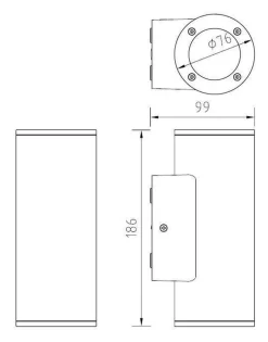 New NorDesign Cylindro duo vegglampe opp/ned utendørs IP54 - grå Grafitt
