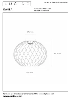 Discount Lucide Danza taklampe 40 cm Svart