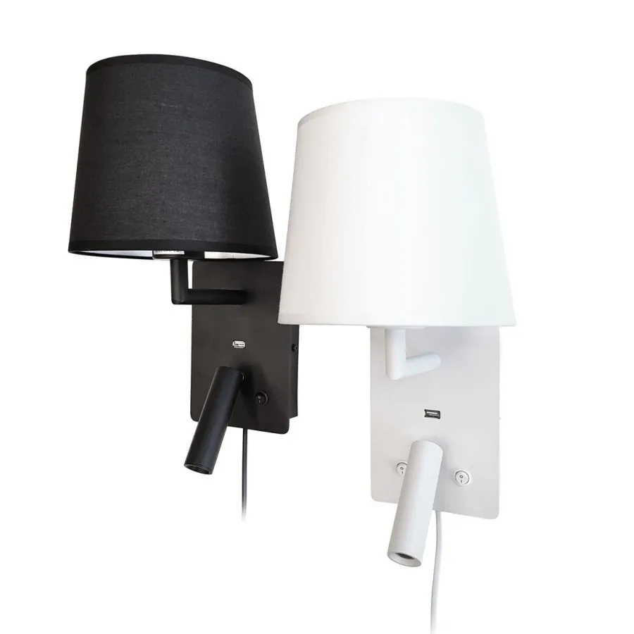 Clearance Lightup Denver vegglampe med USB - Svart