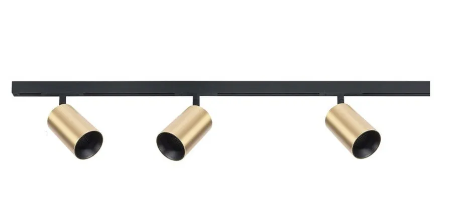 Clearance Antidark Designline Tube Pro komplett 1 meter spotskinne med 3 spotter GU10 - Svart/Messing Svart / Messing