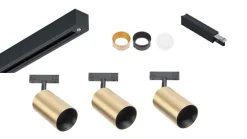 Clearance Antidark Designline Tube Pro komplett 1 meter spotskinne med 3 spotter GU10 - Svart/Messing Svart / Messing
