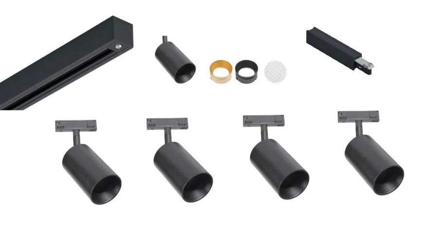 Discount Antidark Designline Tube Pro komplett 1.9 meter spotskinne med 4 spotter GU10 - Svart