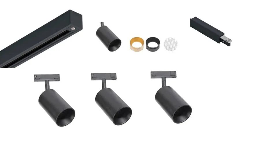 Discount Antidark Designline Tube Pro komplett 1.9 meter spotskinne med 3 spotter GU10 - Svart