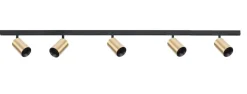 Antidark Designline Tube Pro komplett 1.9 meter spotskinne med 5 spotter GU10 - Svart/Messing Svart / Messing