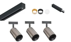 Sale Antidark Designline Tube Pro komplett 1 meter spotskinne med 3 spotter GU10 - /Titanium Svart