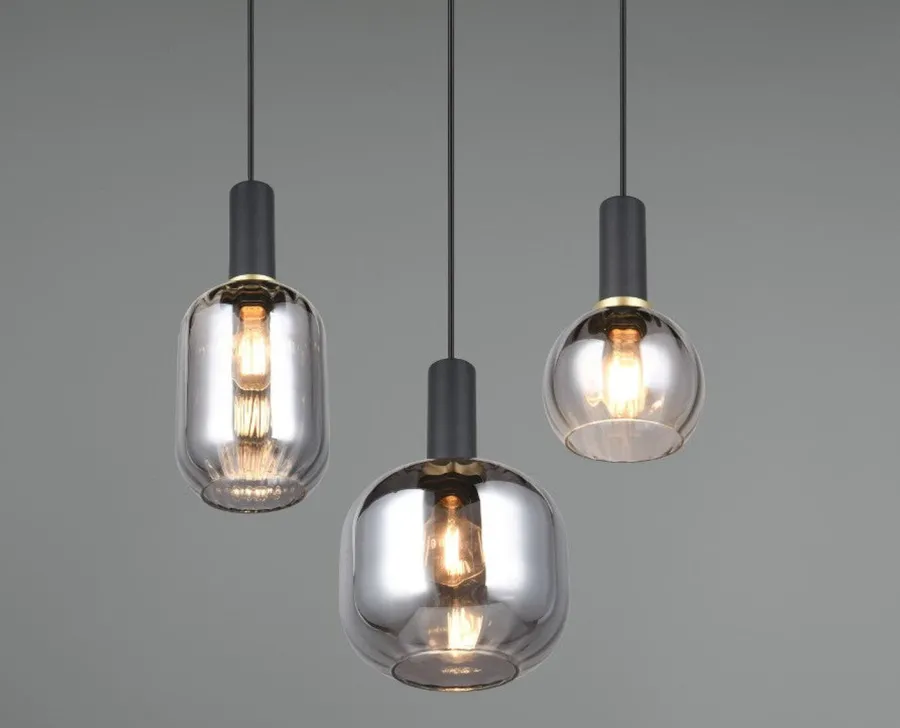 New Trio Lighting Diva takpendel 3-lys Svart