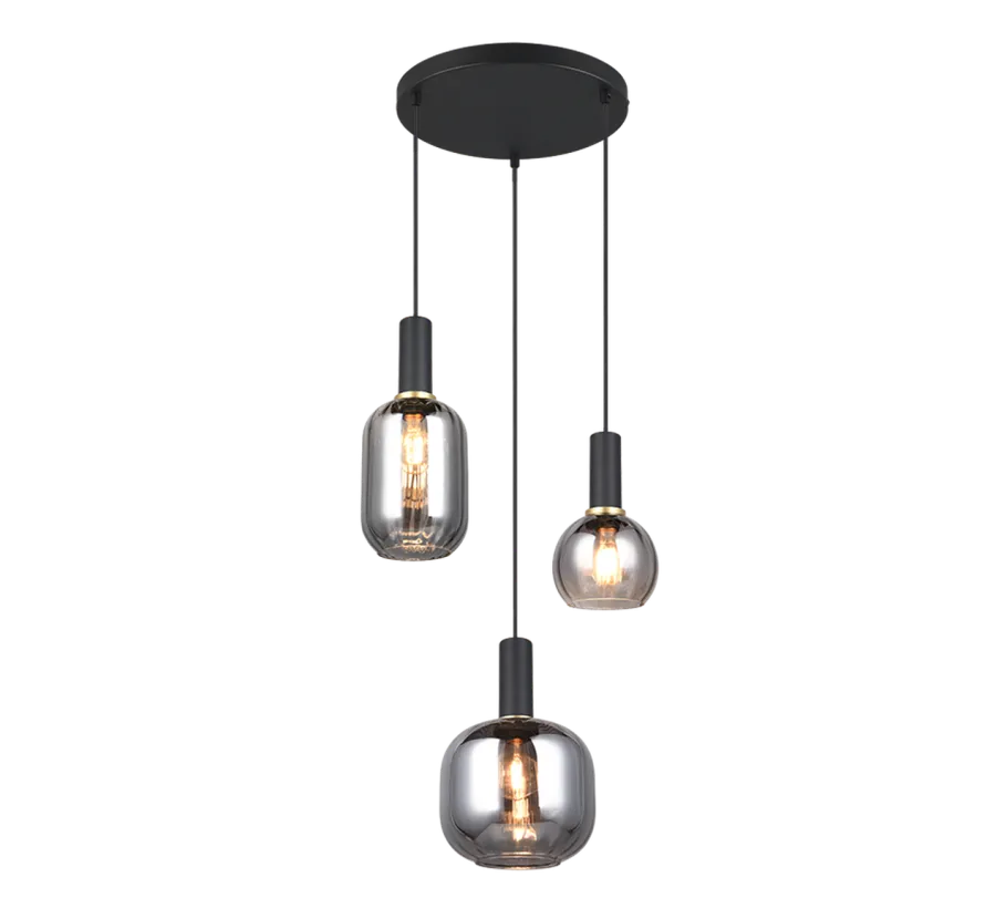 New Trio Lighting Diva takpendel 3-lys Svart