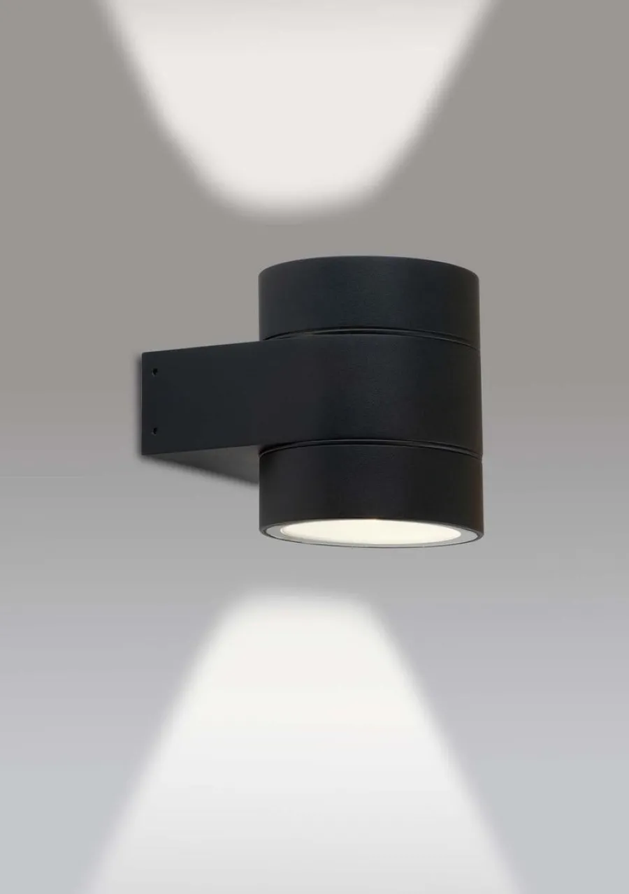 Outlet Antidark Dolio W90 vegglampe utendørs opp/ned 2x4,2W 3000K IP65 Dimbar - Svart