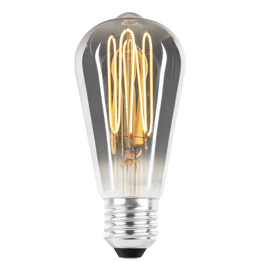 Clearance NorDesign Ecolux E27 lantern ultra tynn spiral filament 4W 2700K 64 mm dimbar - Smoke Røyk