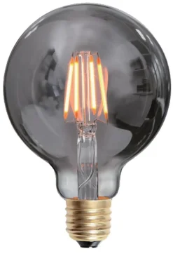 Ms - belysning Edison E27 globe filament 4W 2200K 125 mm dimbar - Røykfarget Hvit