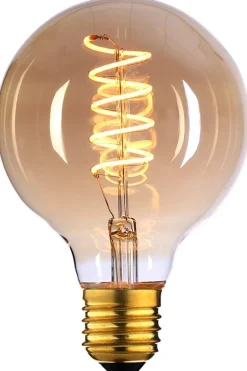 Sale Ms - belysning Edison globe amber spiral E27 6W LED 125mm - 3 step dim Røyk