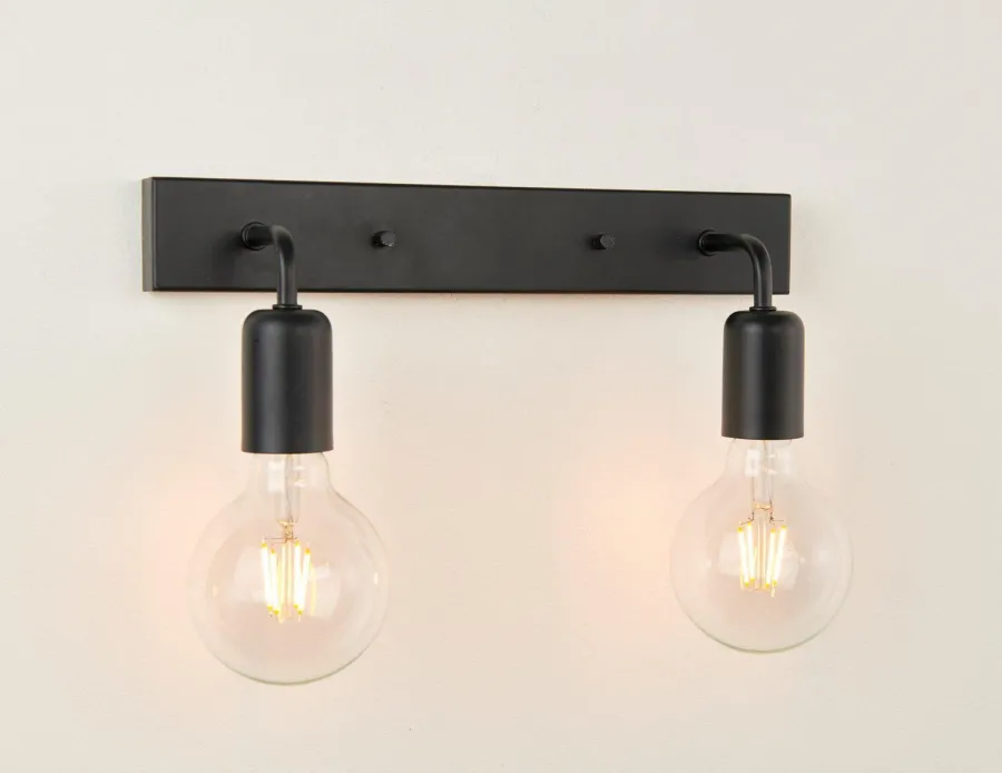 Discount Ms - belysning Eliott dobbel vegglampe IP21 - Svart