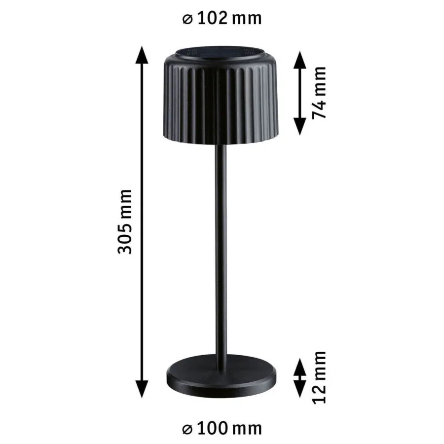 Discount Paulmann Else bordlampe oppladbar via USB eller solcelle 2700 Kelvin IP44