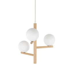 New TK Lighting Estera wood takpendel 3-lys Natur / Opal