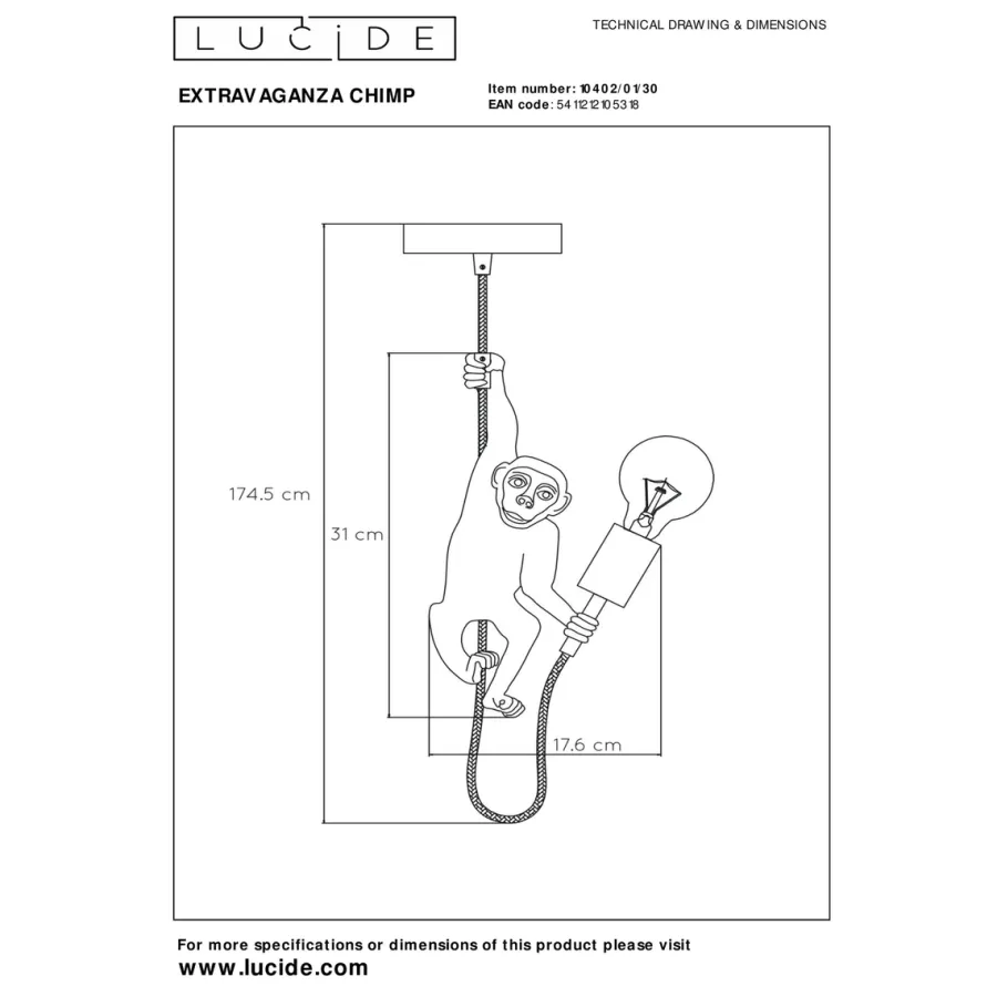 Clearance Lucide Extravaganza Chimp takpendel Gull