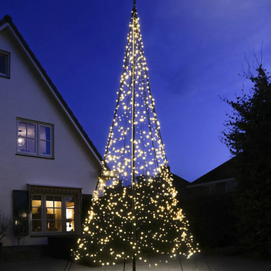 Discount Fairybell 6 flaggstang julebelysning - 1200 LEDlys Svart