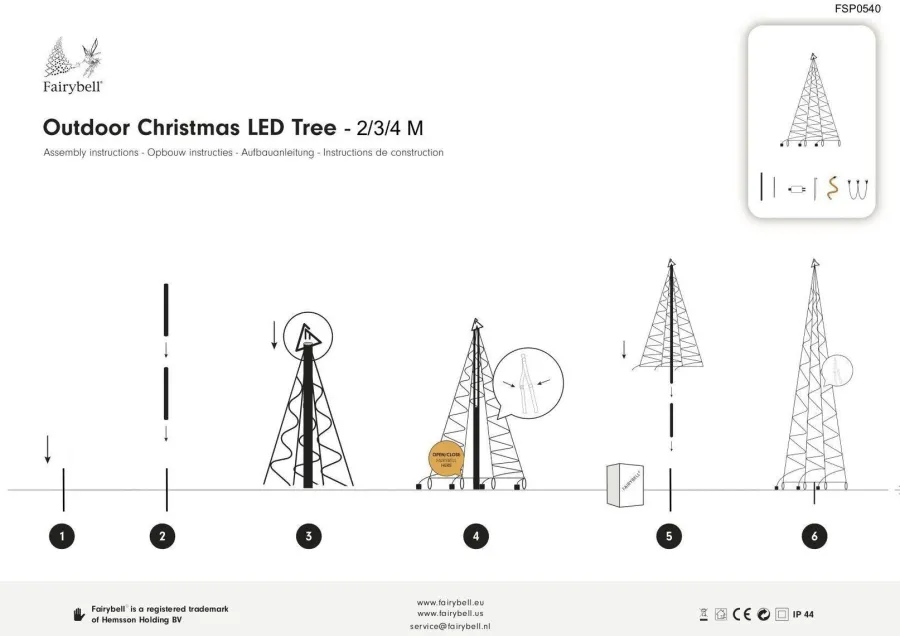 Online Fairybell 2 meter belysning med stang 300 LED IP44 utendørs Svart