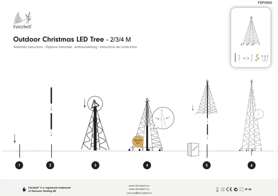 Online Fairybell 4 meter belysning med stang 640 LED IP44 utendørs Svart