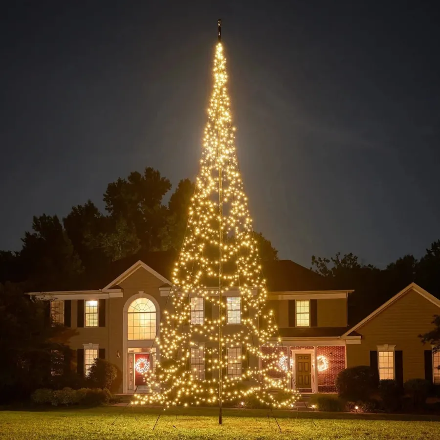 Clearance Fairybell 8M flaggstang julebelysning - 1500 LEDlys - med twinkle Svart