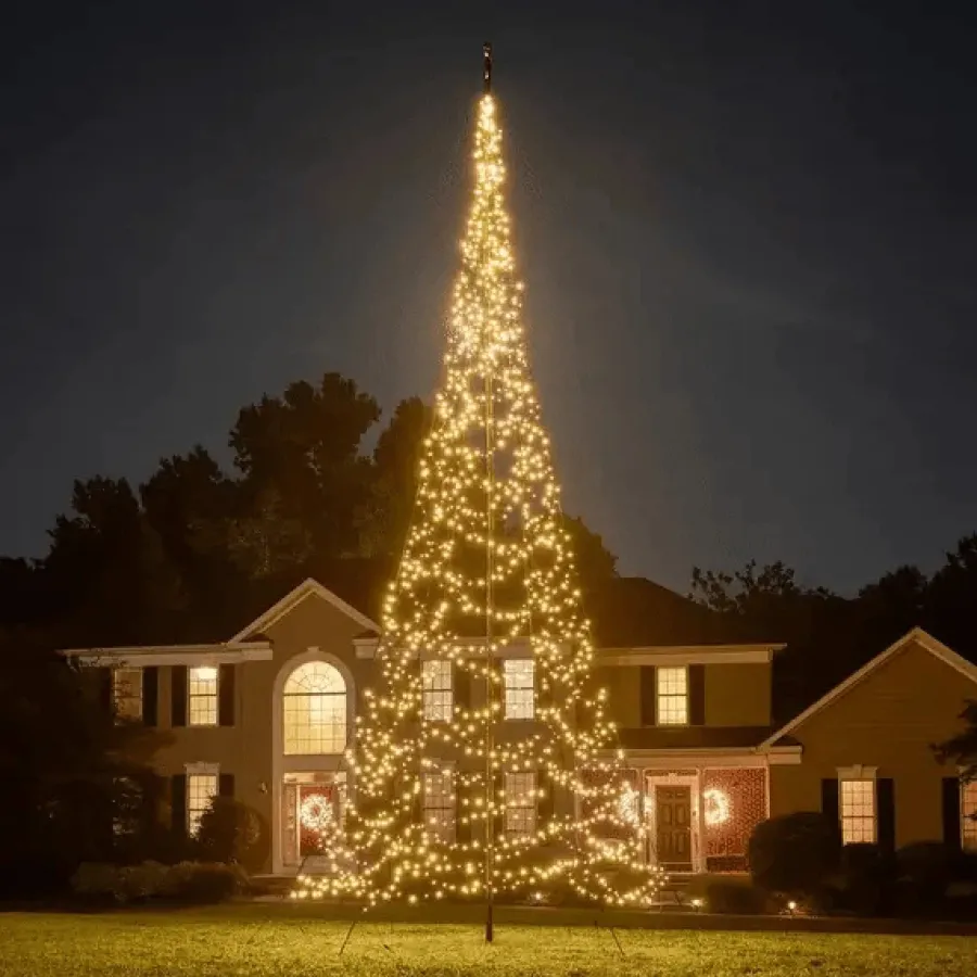 Clearance Fairybell 8M flaggstang julebelysning - 1500 LEDlys - med twinkle Svart