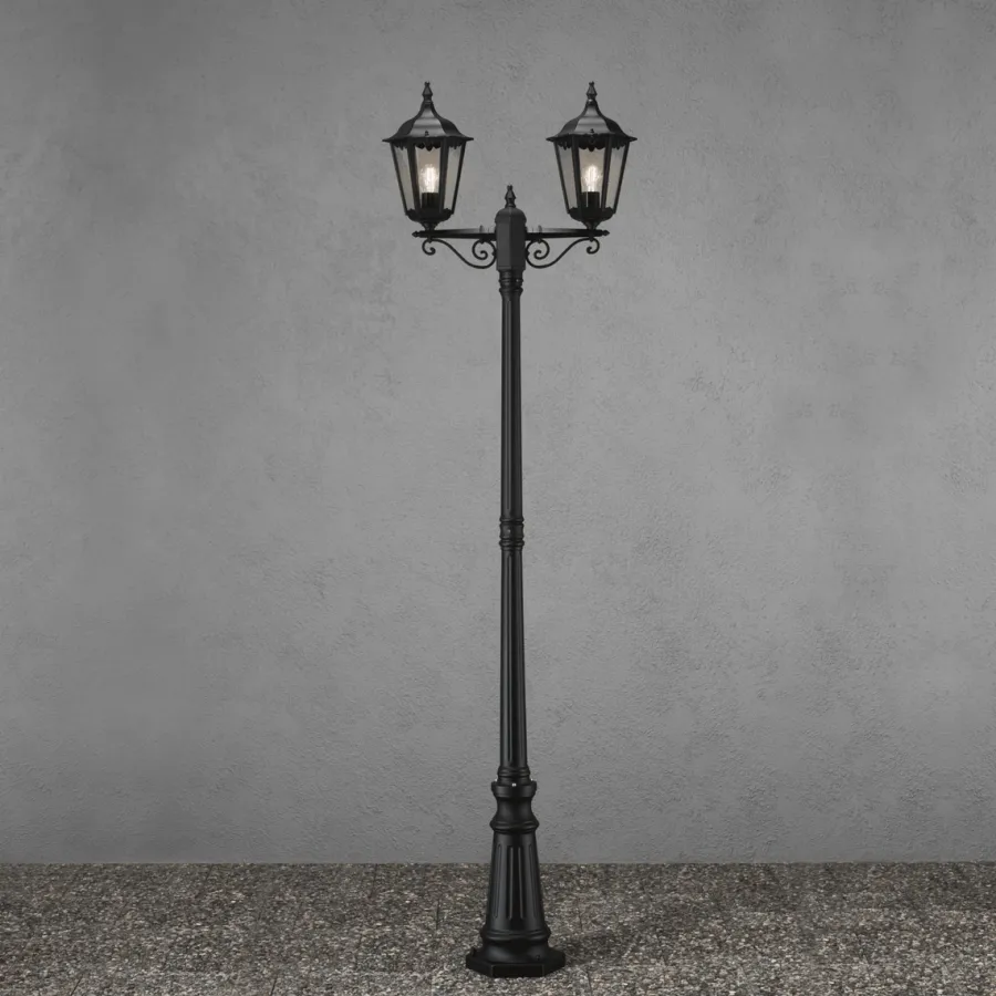 Discount Konstsmide Firenze 2-arm stolpe - 220cm Svart