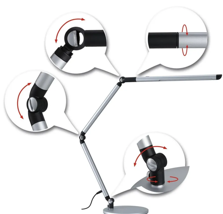 Outlet Paulmann Flexbar skrivebordslampe 9,5W 3000-6500 Kelvin - 3-step dim Sølvfarget
