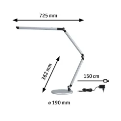 Outlet Paulmann Flexbar skrivebordslampe 9,5W 3000-6500 Kelvin - 3-step dim Sølvfarget
