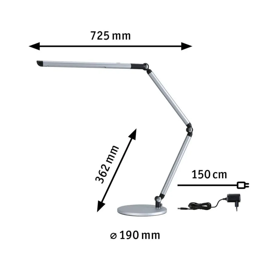 Outlet Paulmann Flexbar skrivebordslampe 9,5W 3000-6500 Kelvin - 3-step dim Sølvfarget