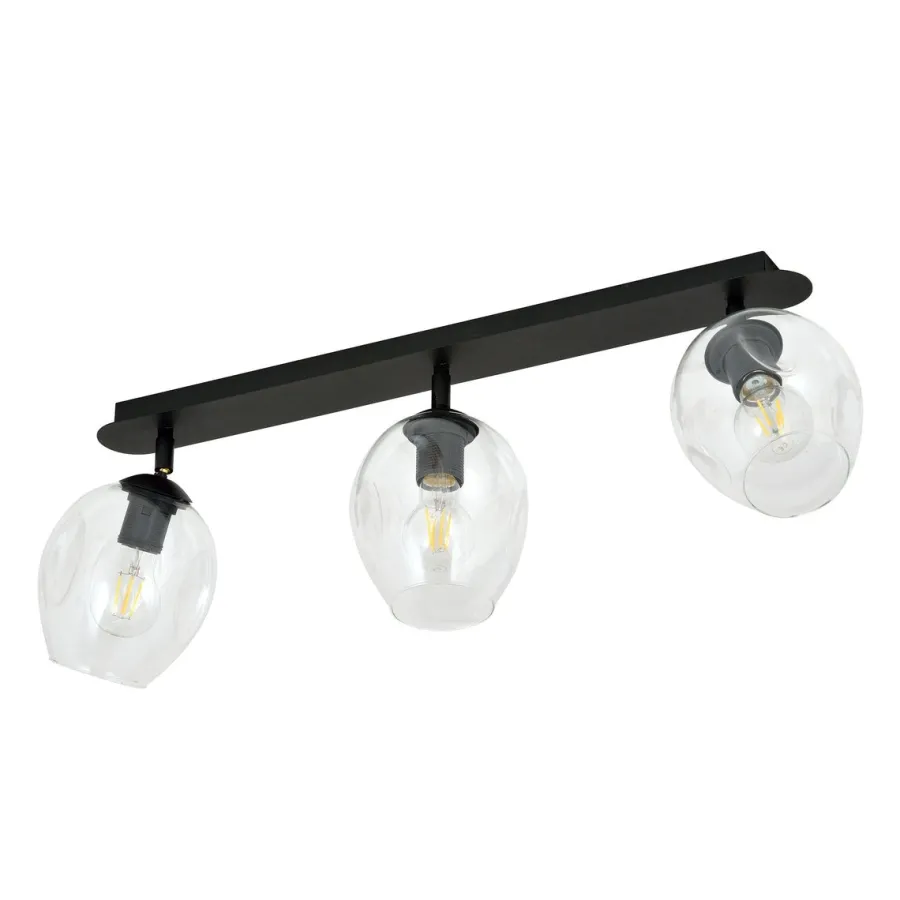 Sale Emibig Flow taklampe 3-lys - Svart/Klar Svart / Klar