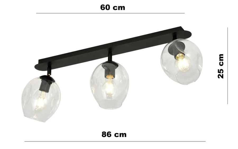 Sale Emibig Flow taklampe 3-lys - Svart/Klar Svart / Klar