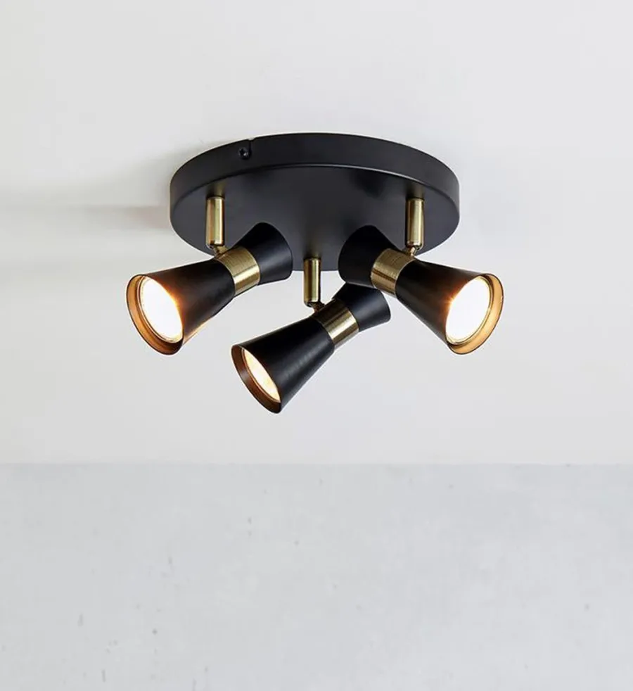 Sale Marksløjd Folie taklampe 3-spot - Svart/Antikk messingfarget - Svart / Messing