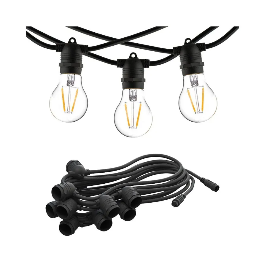 Clearance Nowodvorski Garden Garland utendørs lysslynge 9 meter 15 lys IP65 ekstra slynge - Svart