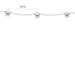 Clearance Nowodvorski Garden Garland utendørs lysslynge 9 meter 15 lys IP65 ekstra slynge - Svart