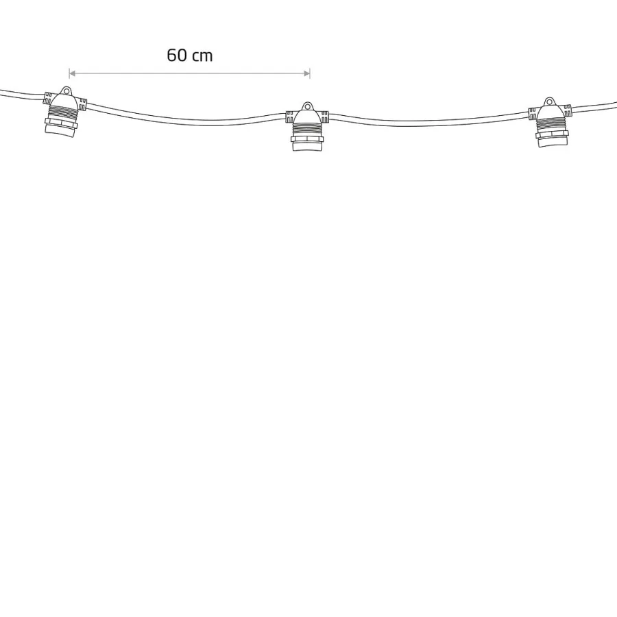 Clearance Nowodvorski Garden Garland utendørs lysslynge 9 meter 15 lys IP65 ekstra slynge - Svart