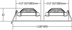 Outlet NorDesign Georgia 360 lavtbyggende downlight dobbel 2x7W 3000K RA97 Dimbar IP44 - Svart