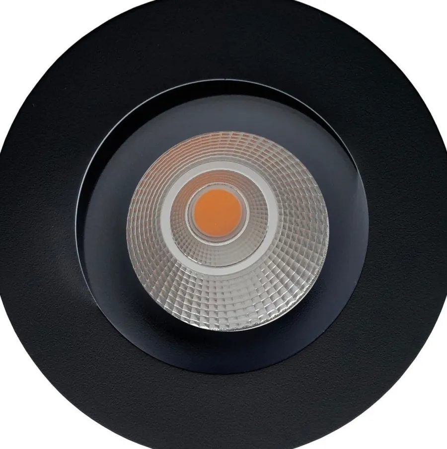 Sale NorDesign Georgia 360 lavtbyggende downlight 7W 2700K RA97 Dimbar IP44 - Svart