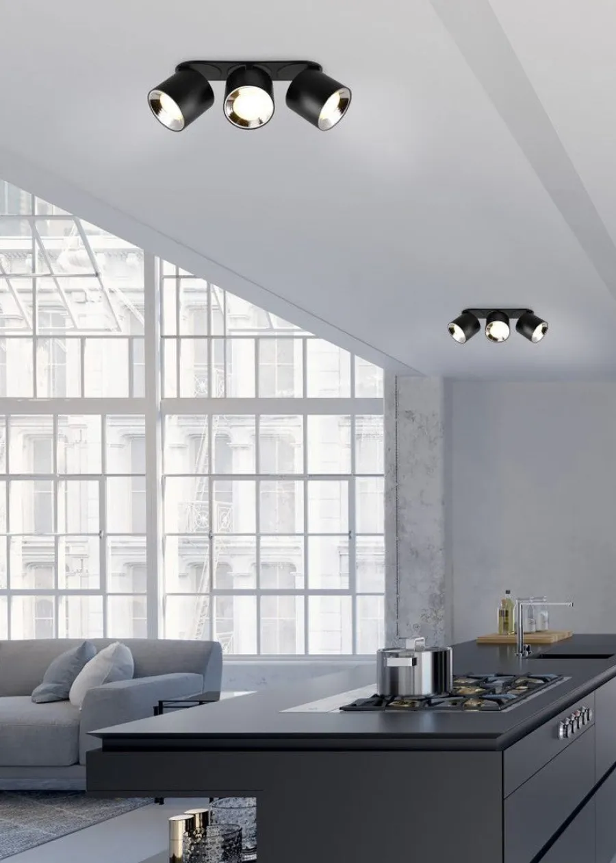 New Trio Lighting Guayana takspot 3-lys GU10 - Kan felles inn i tak Svart