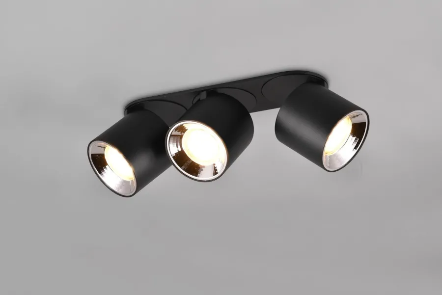New Trio Lighting Guayana takspot 3-lys GU10 - Kan felles inn i tak Svart