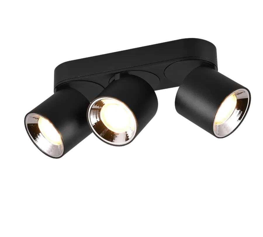 New Trio Lighting Guayana takspot 3-lys GU10 - Kan felles inn i tak Svart