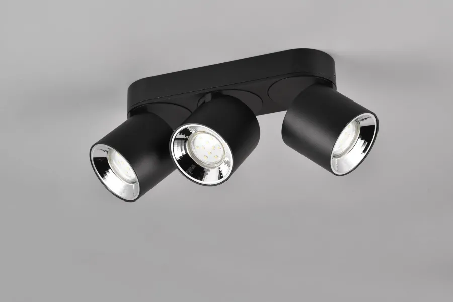 New Trio Lighting Guayana takspot 3-lys GU10 - Kan felles inn i tak Svart