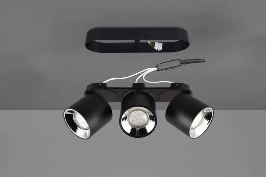 New Trio Lighting Guayana takspot 3-lys GU10 - Kan felles inn i tak Svart