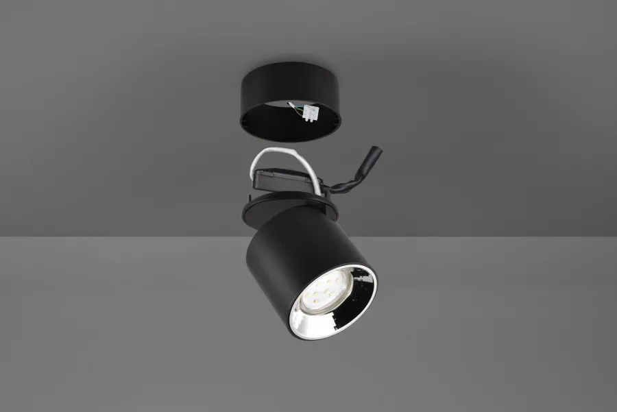 Clearance Trio Lighting Guayana tak/vegg spot 1-lys GU10 - Kan felles inn Svart