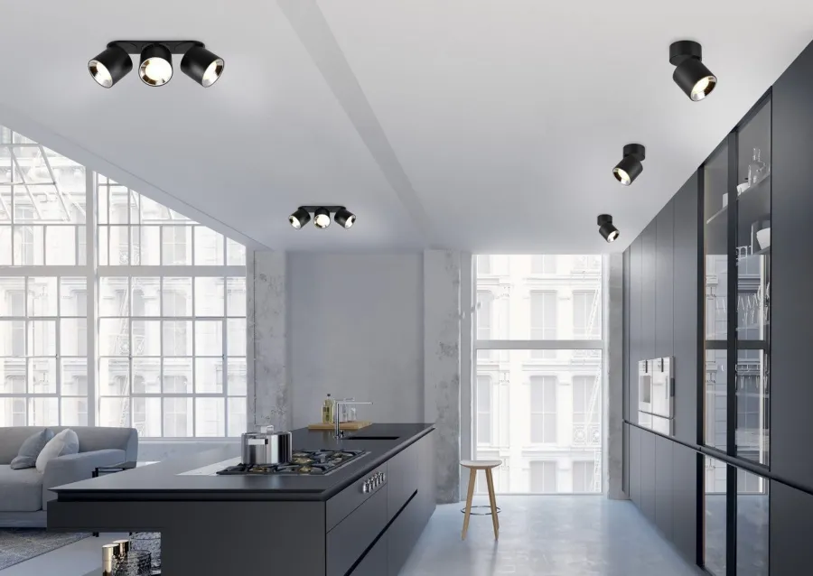 Clearance Trio Lighting Guayana tak/vegg spot 1-lys GU10 - Kan felles inn Svart