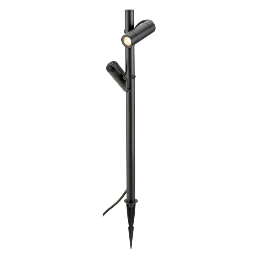 Clearance Slv Helia slim dobbel spot med jordspyd 2x6W 3000 Kelvin IP65 Antrasitt