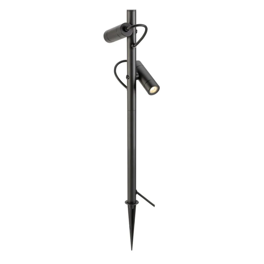 Clearance Slv Helia slim dobbel spot med jordspyd 2x6W 3000 Kelvin IP65 Antrasitt
