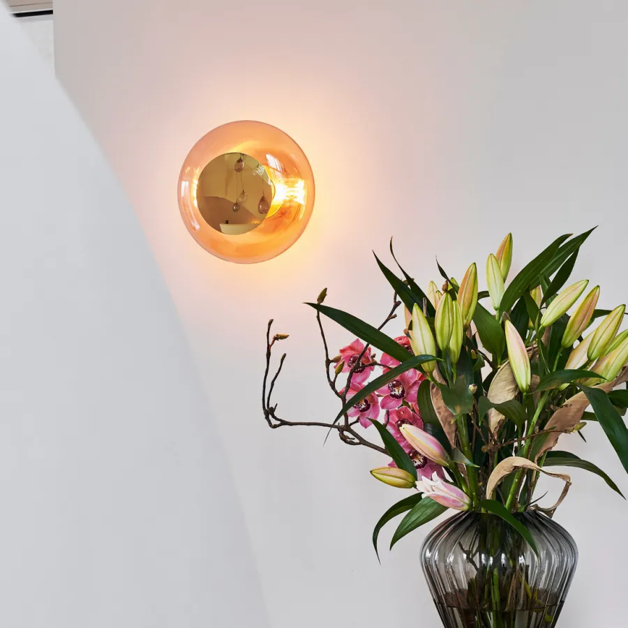 EBB & FLOW Horizon taklampe/vegglampe S - Korall/Gull Gull / Korall